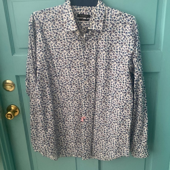 Bugatchi long sleeve shirt for men. Blue butterfly prints. Size L in shaped fit. - Picture 1 of 6